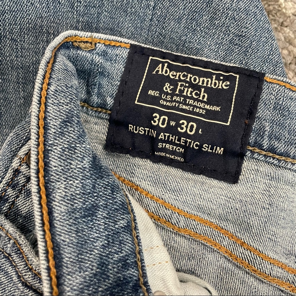 Abercrombie & Fitch Mens Rustin Athletic Slim Stretch Distressed Jeans Sz 30x30 - Picture 8 of 9